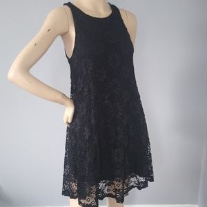 Ginger G Summer Black Lace Dress Sz‎ M Lined EUC